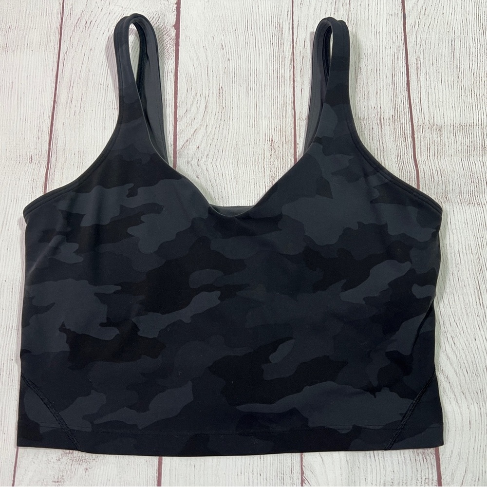 Lululemon Align Tank - size 10 - black gray Camo lightweight yoga active bra top